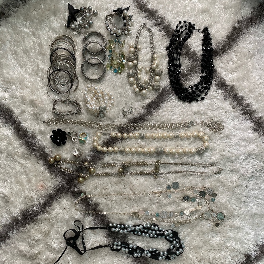 46 piece jewelry collection -crystals and pearls